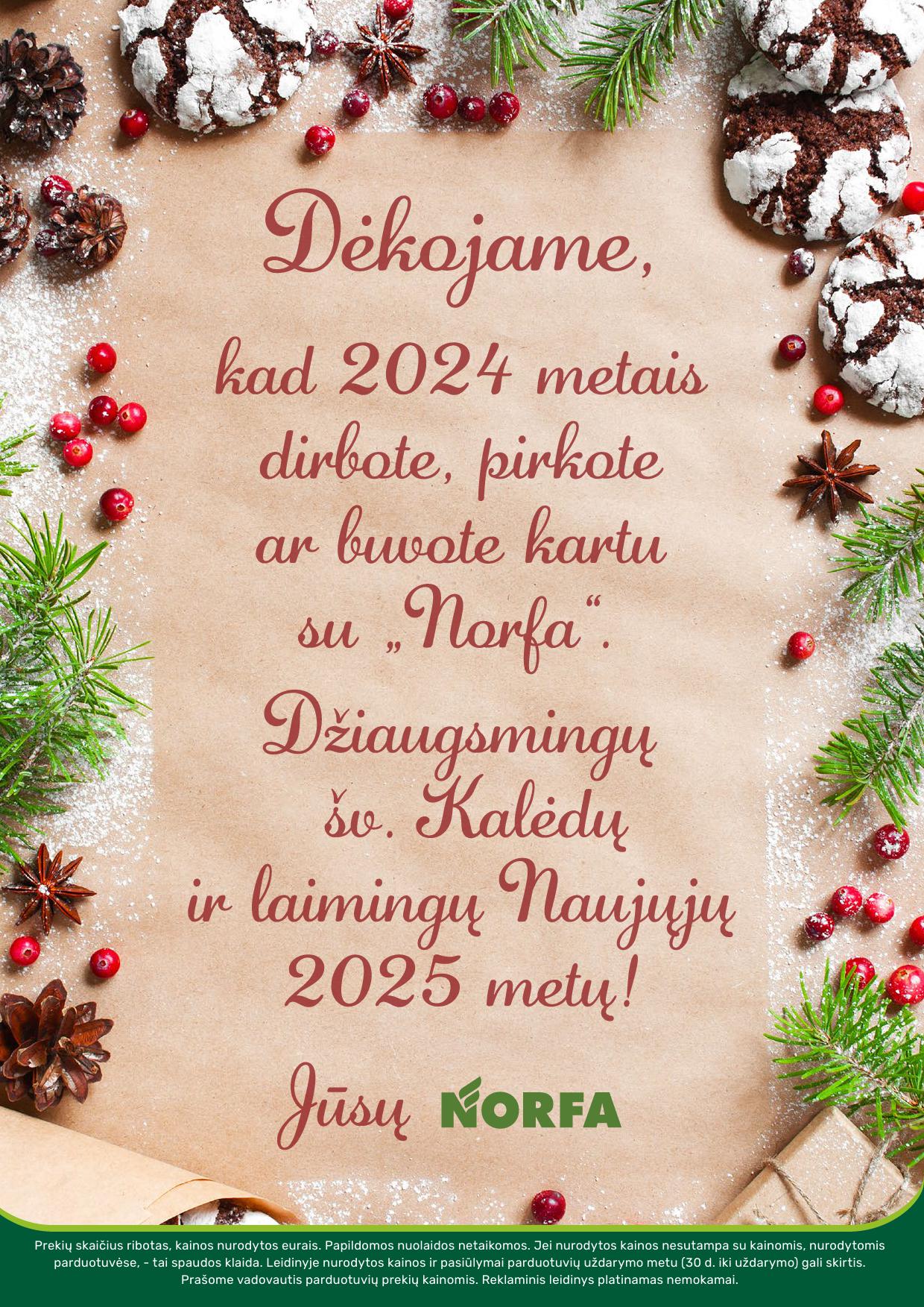 Naujausias NORFA kaininis katalogas 2024.12.12 - 2025.01.02