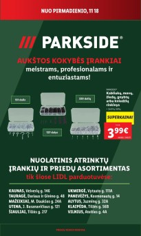 LIDL katalogas "Parkside aukštos kokybės įrankiai" galioja nuo 11.18